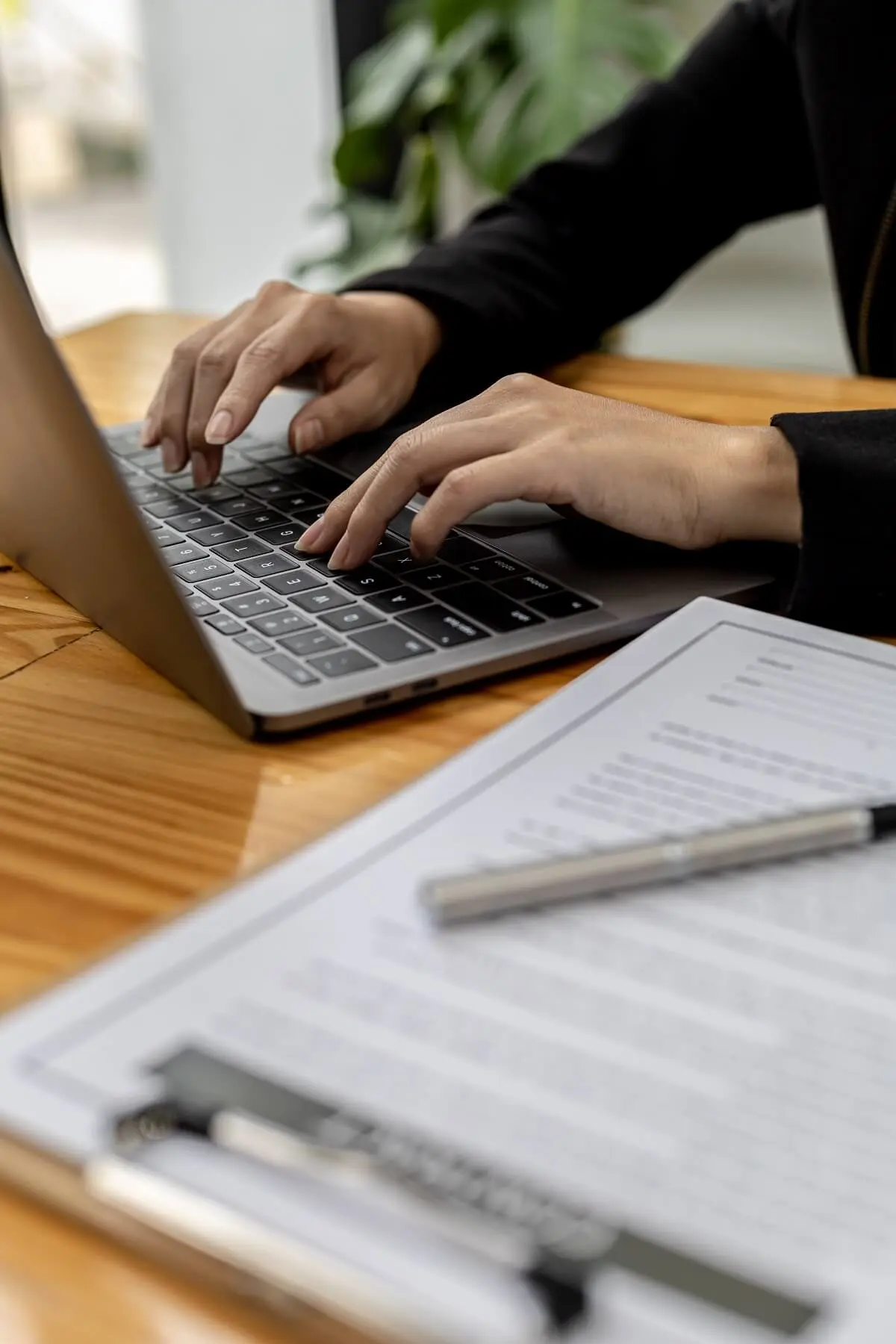 Woman fills out online form to file for divorce