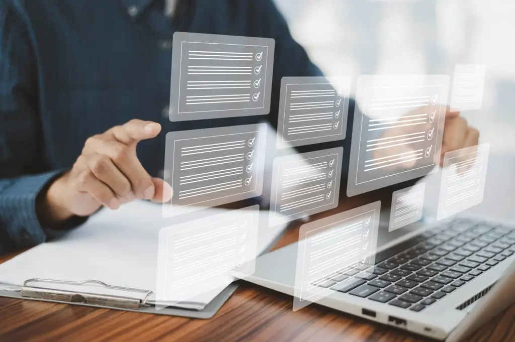 man preparing divorce papers online