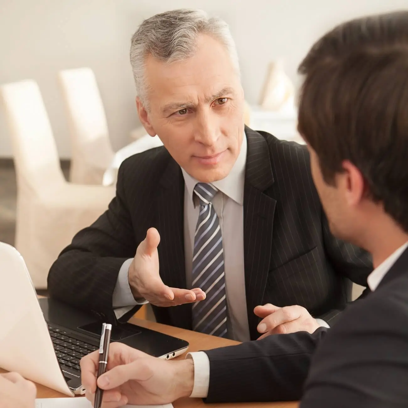 Man getting advice from divorce lawyer