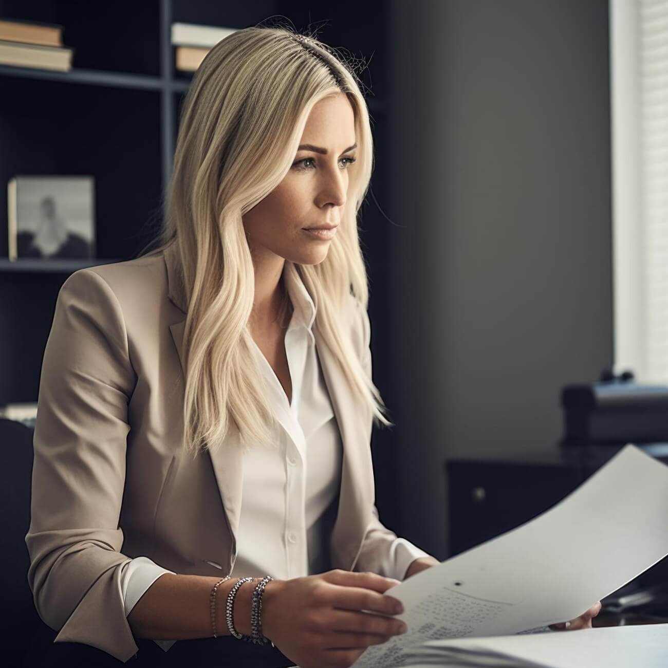 Woman reading documents for filing for DIY-divorce